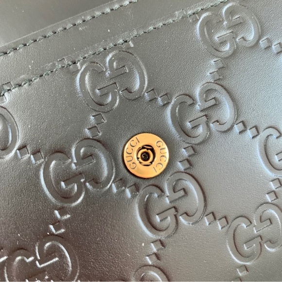 [🌟PRICE FIRM] GUCCI Cat Crystal Guccissima Monogram Logo Embossed Leather Wallet - Picture 8 of 16